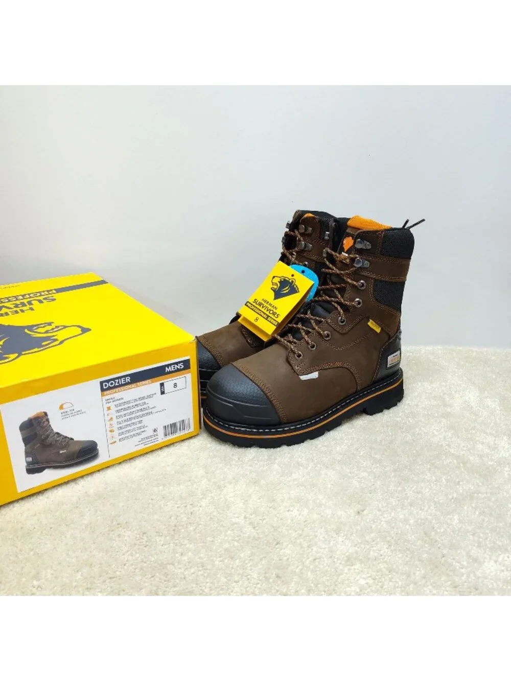 Herman Survivors Dozier Men 8 Steel Toe Work Boot Waterproof Leather ASTM Rated